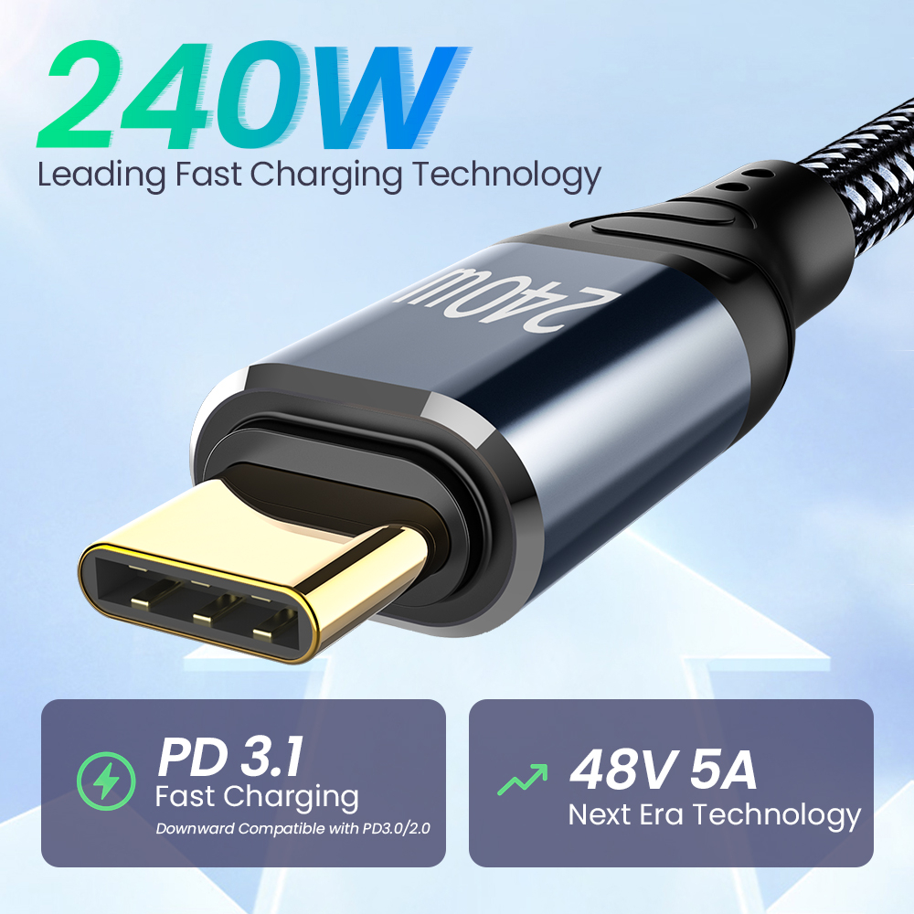 Cáp sạc nhanh 240w công suất cao type-c nam sang nam usb-c điện thoại máy tính xách tay pd sạc nhanh 5a