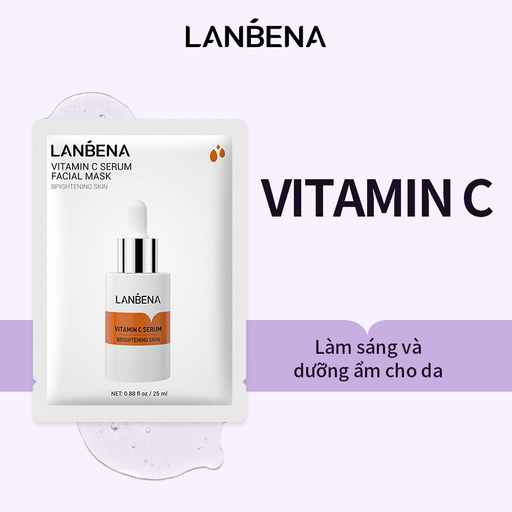 Mặt Nạ Lanbena Vitamin C Chiết Xuất Trái Cây Làm Trắng Sáng Da Chống Lão Hóa 25ml