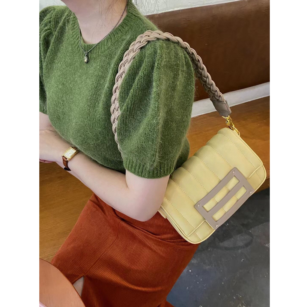 Sea salt blue underarm bag hand-woven shoulder bag women 2023 new style messenger bag dung tích lớn