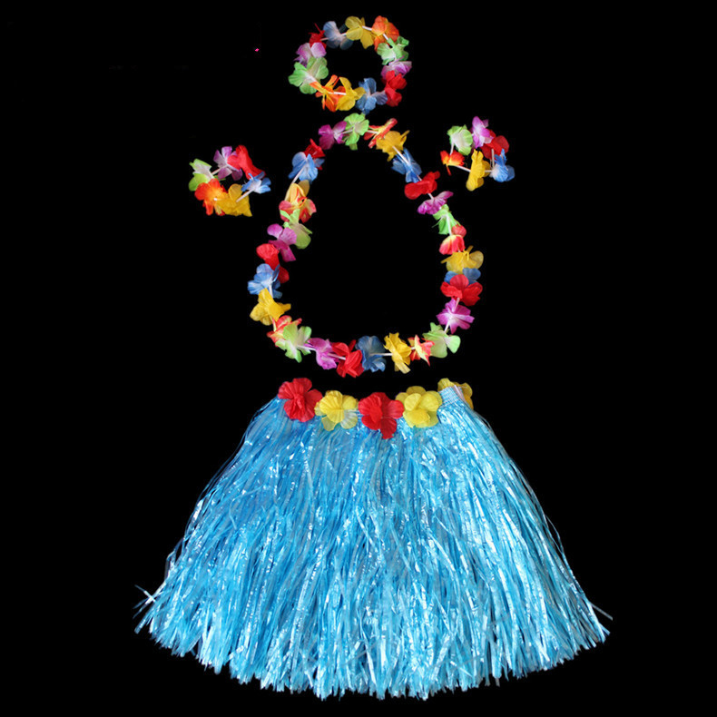 Qurorange 30cm Bộ Vòng Hoa Và Chân Váy Tua Rua Phong Cách Hawaii Cho Bé