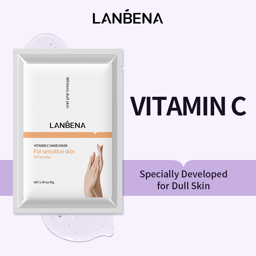 Cặp mặt nạ tay Lanbena 40g chứa vitamin C dưỡng ẩm làm trắng da hiệu quả