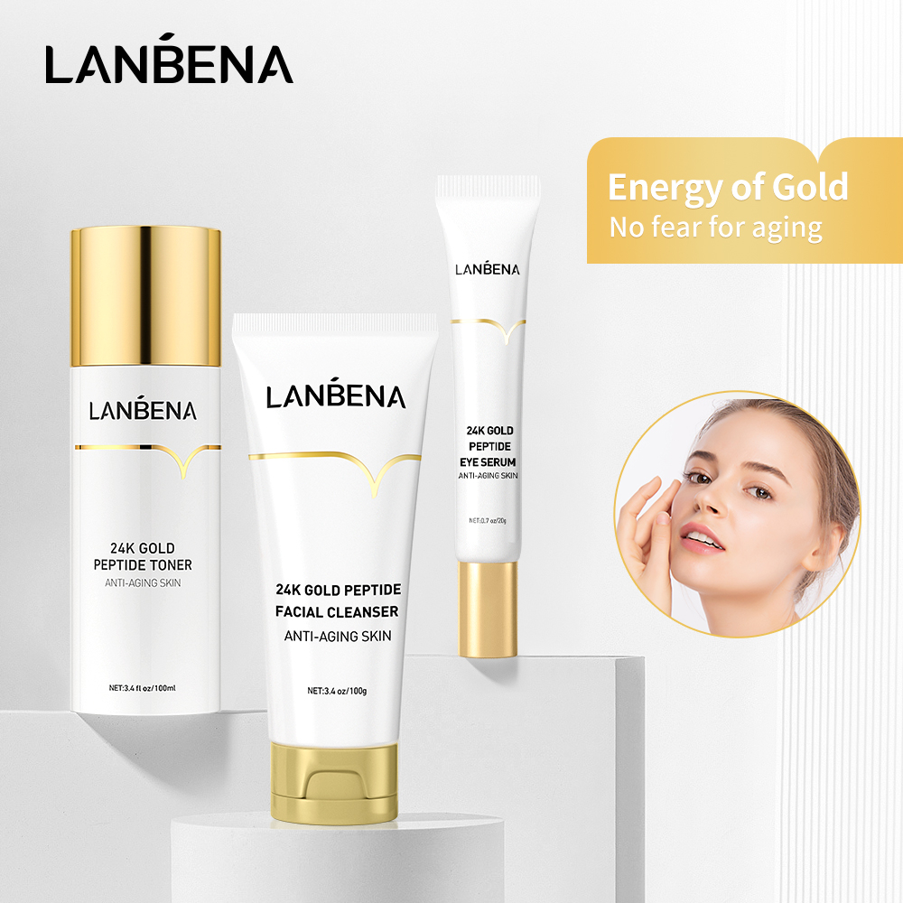 Set 5 Mỹ Phẩm Lanbena Chiết Xuất Vàng 24K Peptide Chống Nếp Nhăn Dưỡng Ẩm Chăm Sóc Da Hiệu Quả