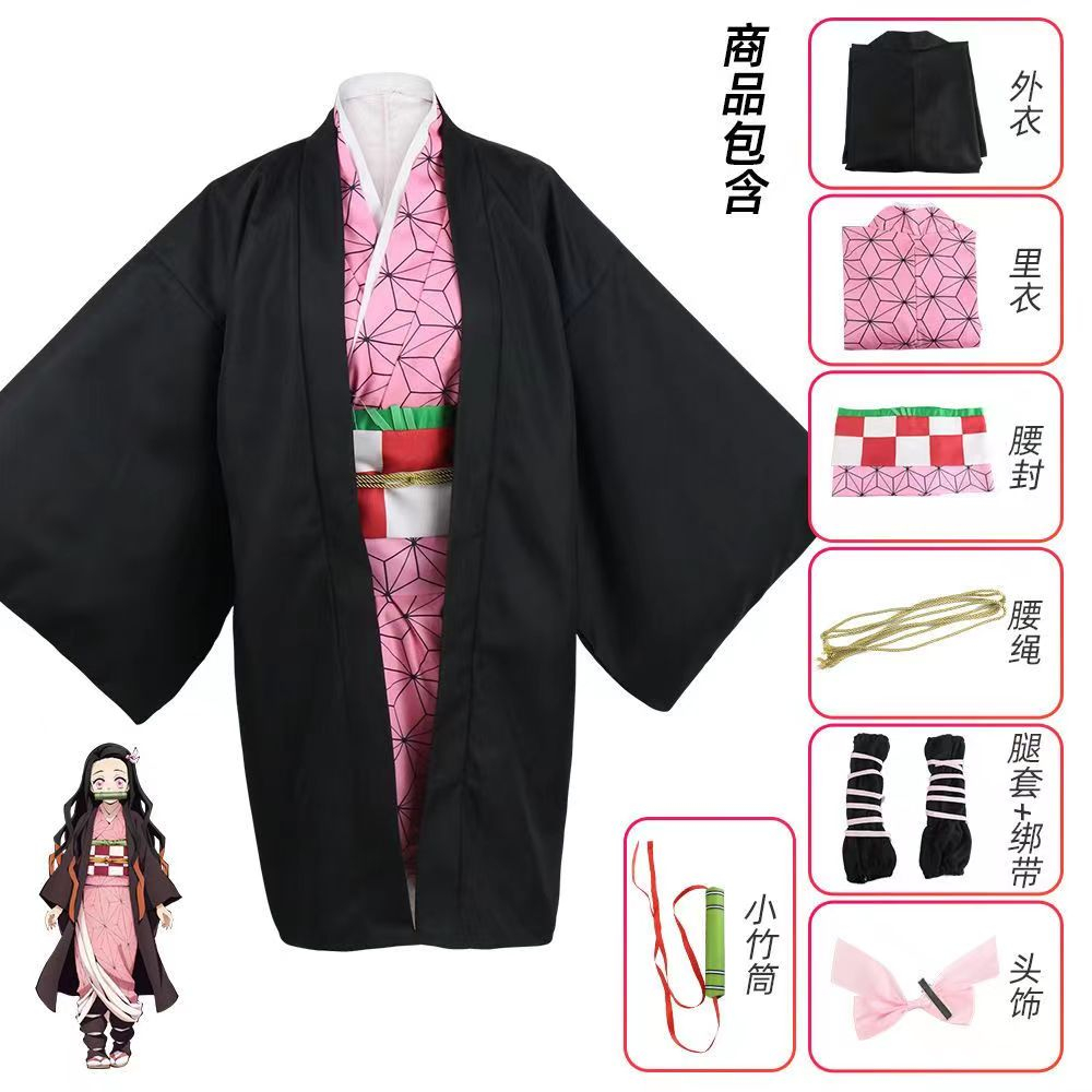 Demon Slayer Cosplay Costume Kimetsu no Yaiba Nezuko Tanjirou Agatsuma Zenitsu Giyuu Shinobu Rengoku  Men Women clothing cos Uniform wig Halloween
