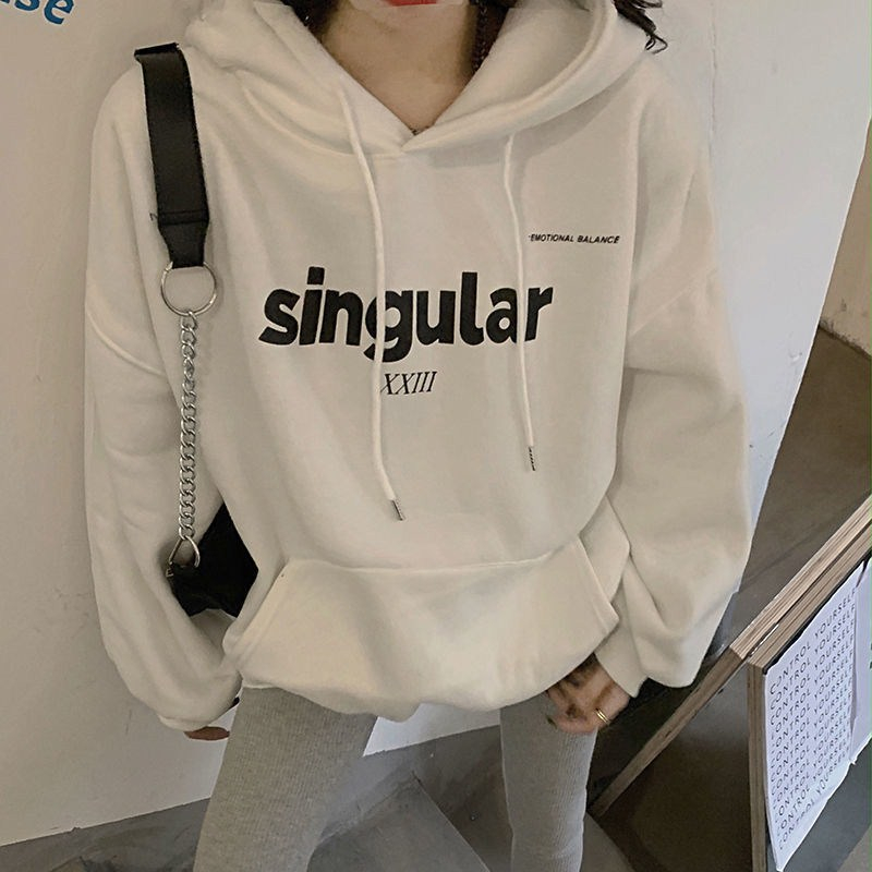 LIVE GREAT  áo len nữ phong cách hàn quốc áo khoác có mũ trùm đầu dài tay áo khoác nữ