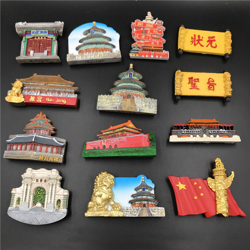 Nam châm tủ lạnh nhựa mới bắc kinh vạn lý trường thành huabiao temple of heaven dán tủ lạnh từ tính đặc điểm của đồ lưu niệm du lịch từ tính âm thanh nổi 3d