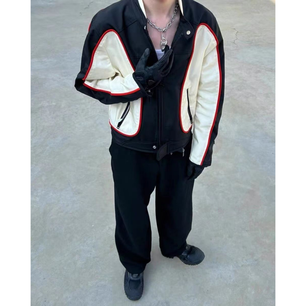 Phong cách vintage| Đồng phục bóng chày nam mỹ retro xe máy áo khoác bomber cặp đôi trang phục vải chất lượng cao