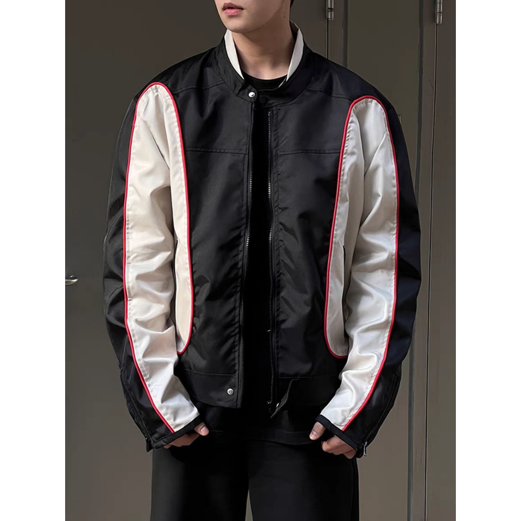 Phong cách vintage| Đồng phục bóng chày nam mỹ retro xe máy áo khoác bomber cặp đôi trang phục vải chất lượng cao