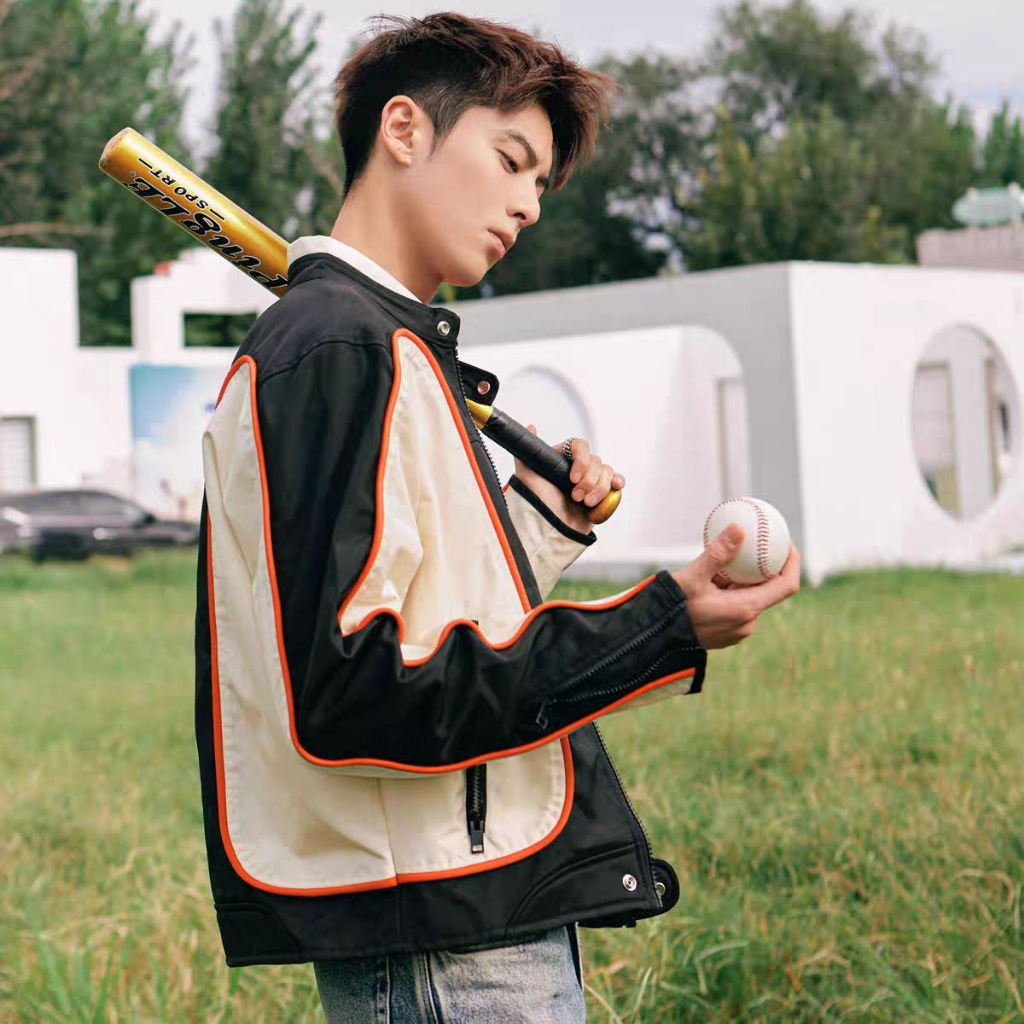 Phong cách vintage| Đồng phục bóng chày nam mỹ retro xe máy áo khoác bomber cặp đôi trang phục vải chất lượng cao