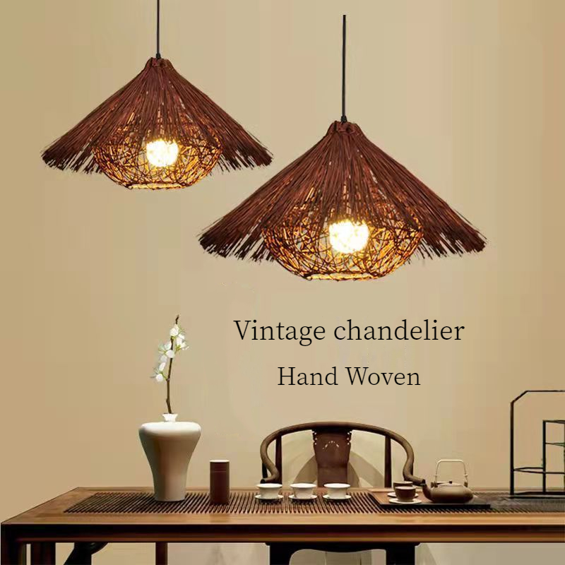 Đèn Chùm Bằng Mây Đan Tre Kiểu vintage Trang Trí Nhà Hàng / Quán bar Bar bàn ánh sáng, bầu không khí ánh sáng, mộc mạc tre dệt ánh sáng, rơm mũ chùm ánh sáng, sáng tạo ánh sáng
