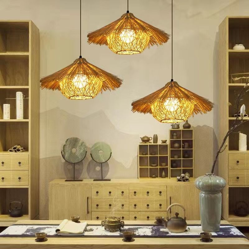 Đèn Chùm Bằng Mây Đan Tre Kiểu vintage Trang Trí Nhà Hàng / Quán bar Bar bàn ánh sáng, bầu không khí ánh sáng, mộc mạc tre dệt ánh sáng, rơm mũ chùm ánh sáng, sáng tạo ánh sáng