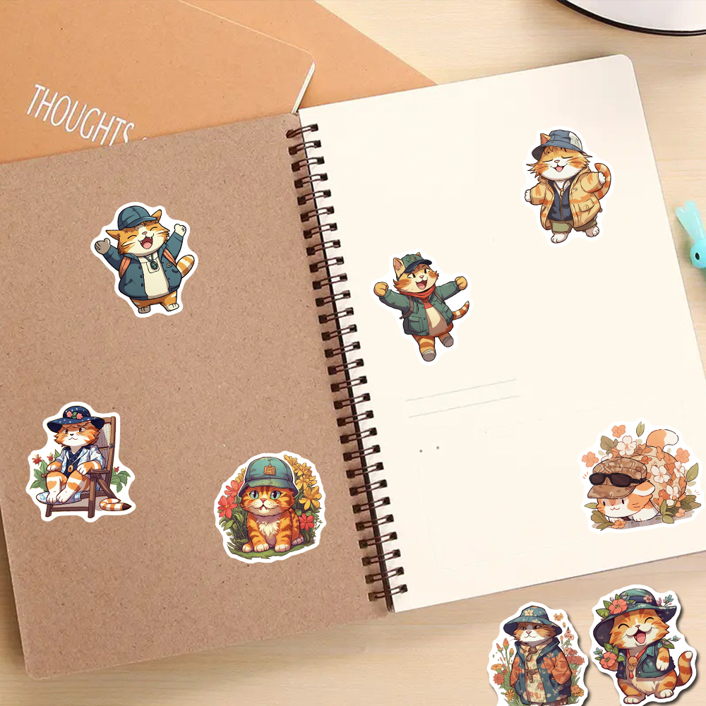 50 cái orange cat life hình dán hoạt hình dễ thương với tài khoản cầm tay sáng tạo và tinh tế, điện thoại di động, cốc nước, trang trí ipad, dán decal chống thấm nước