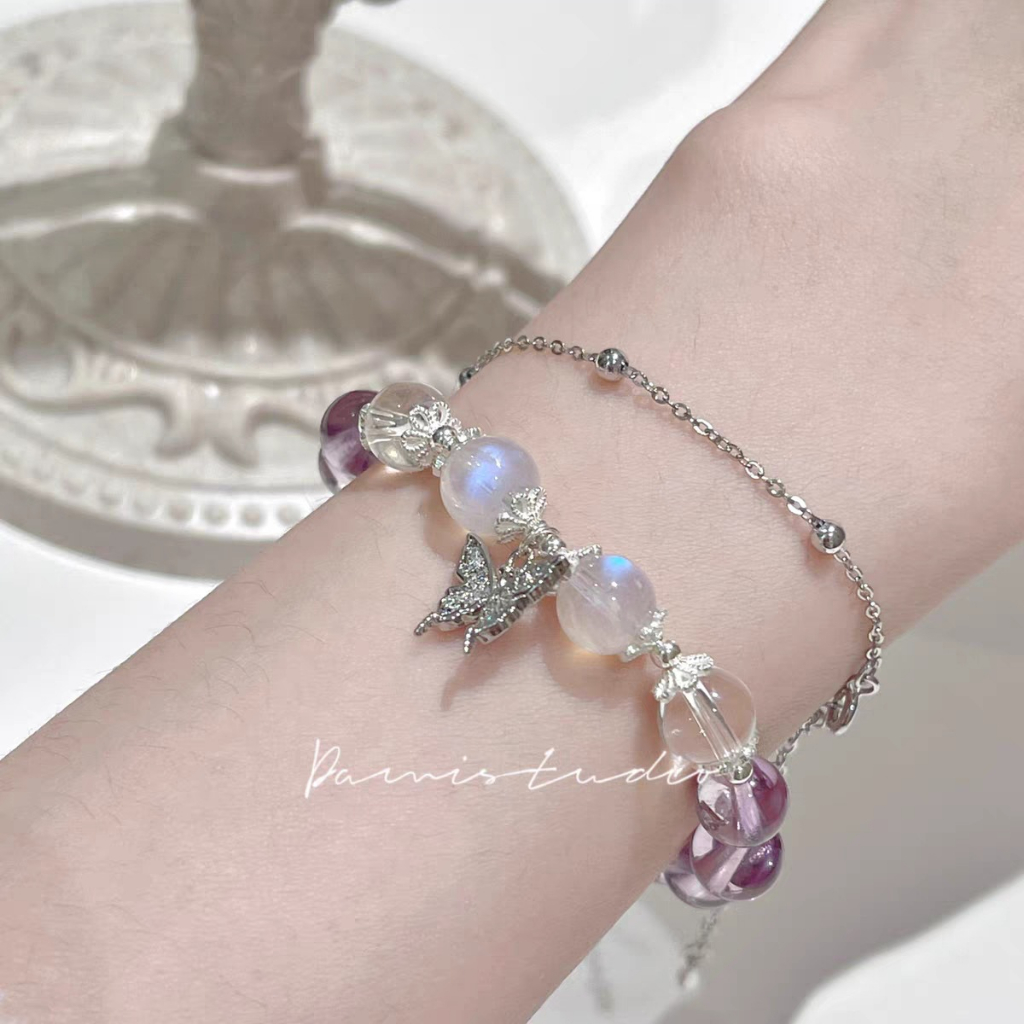 Thời trang nữ trang sức hợp kim rhinestone nhân tạo opal bướm hạt mặt dây chuyền vòng tay