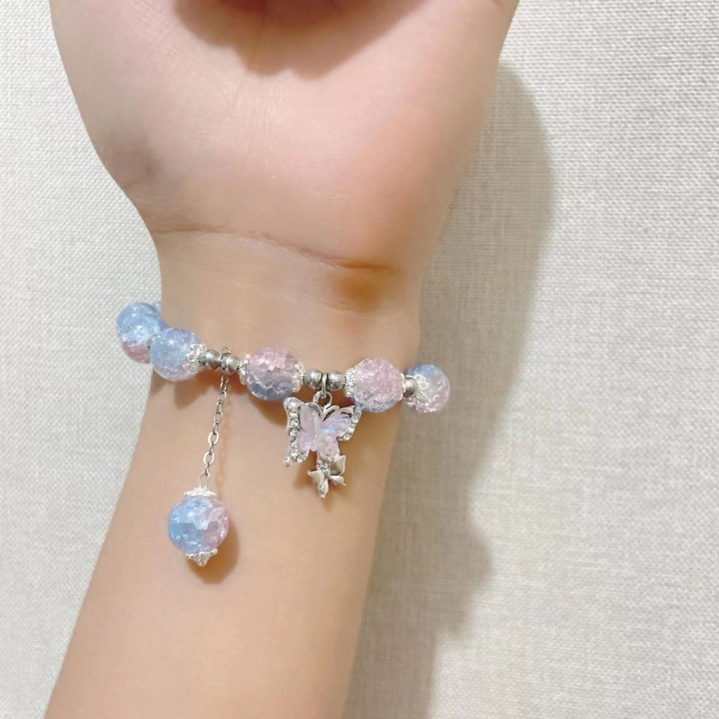Thời trang nữ trang sức hợp kim rhinestone nhân tạo opal bướm hạt mặt dây chuyền vòng tay