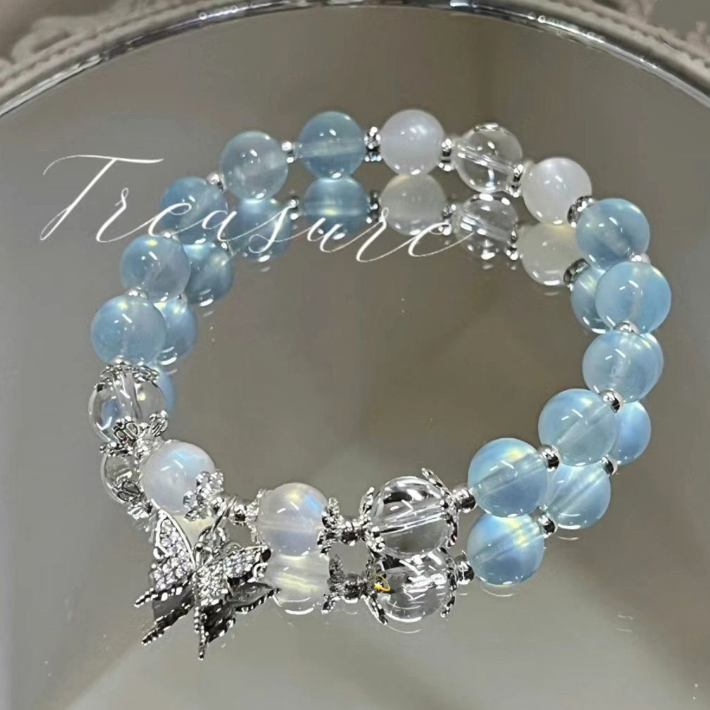 Thời trang nữ trang sức hợp kim rhinestone nhân tạo opal bướm hạt mặt dây chuyền vòng tay