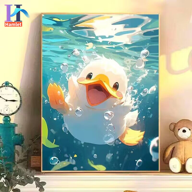 Tranh số hóa DIY HAMLET 30 * 40cm tô màu thủ công acrylic hình vịt vui vẻ trang trí nội thất
