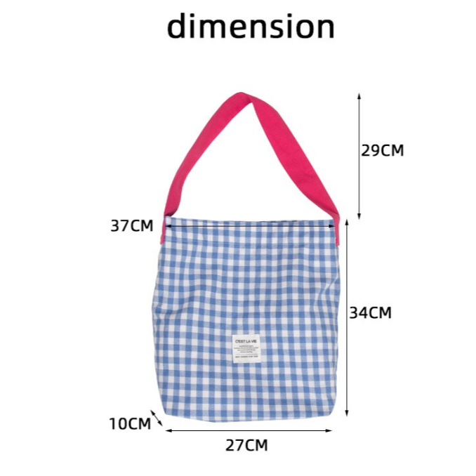 Bentoy milkjoy grid túi đeo vai thời trang dung tích lớn túi xách vải túi học sinh