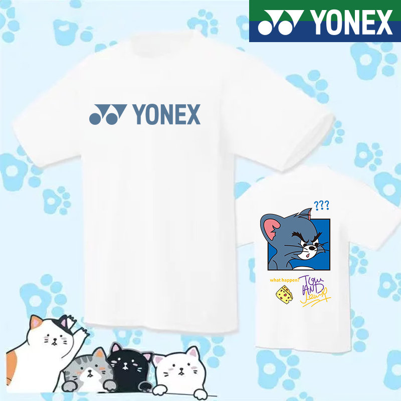Yoenx 2023 áo cầu lông mới áo sơ mi văn hóa hoạt hình huấn luyện thể thao khô nhanh tay ngắn lưới nhanh khô áo bóng bàn áo sơ mi quần vợt t-shirt thể thao thể dục chạy áo sơ mi