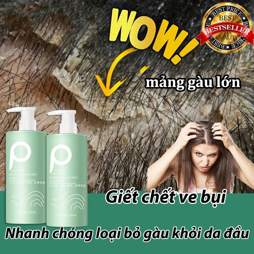 ⭐CHÍNH HÃNG⭐ Dầu gội đầu Dầu gội muối biển dầu gội gàu dầu gội mượt tóc 500ml Làm mới kiểm soá Giá Thấp Nhất