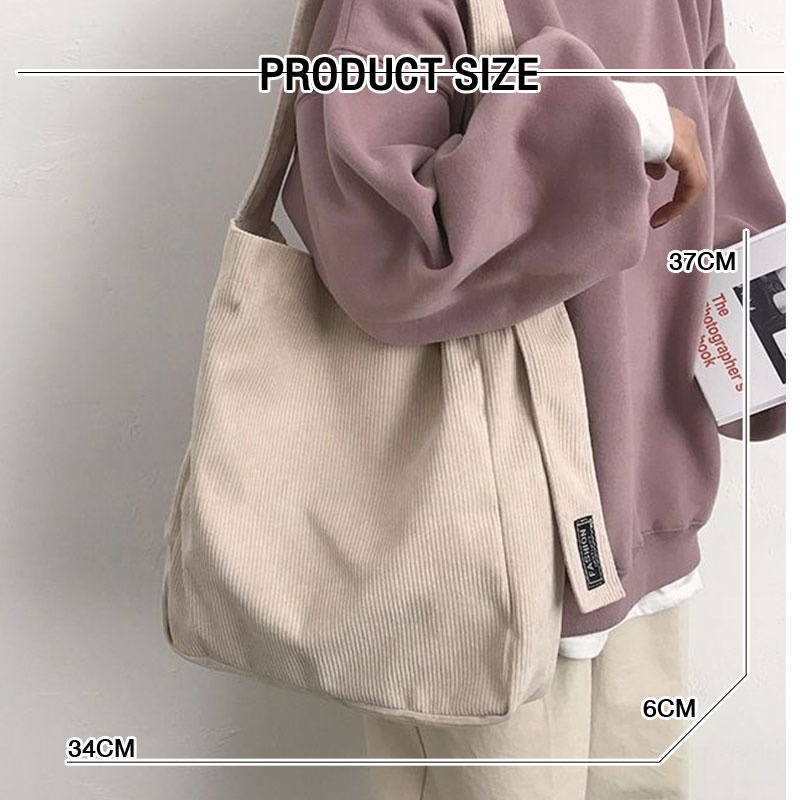 Túi đeo vai nữ vải nallcheer phong cách cổ điển nhật bản và hàn quốc túi tote cầm tay phong cách đơn giản corduroyhigh-công suất