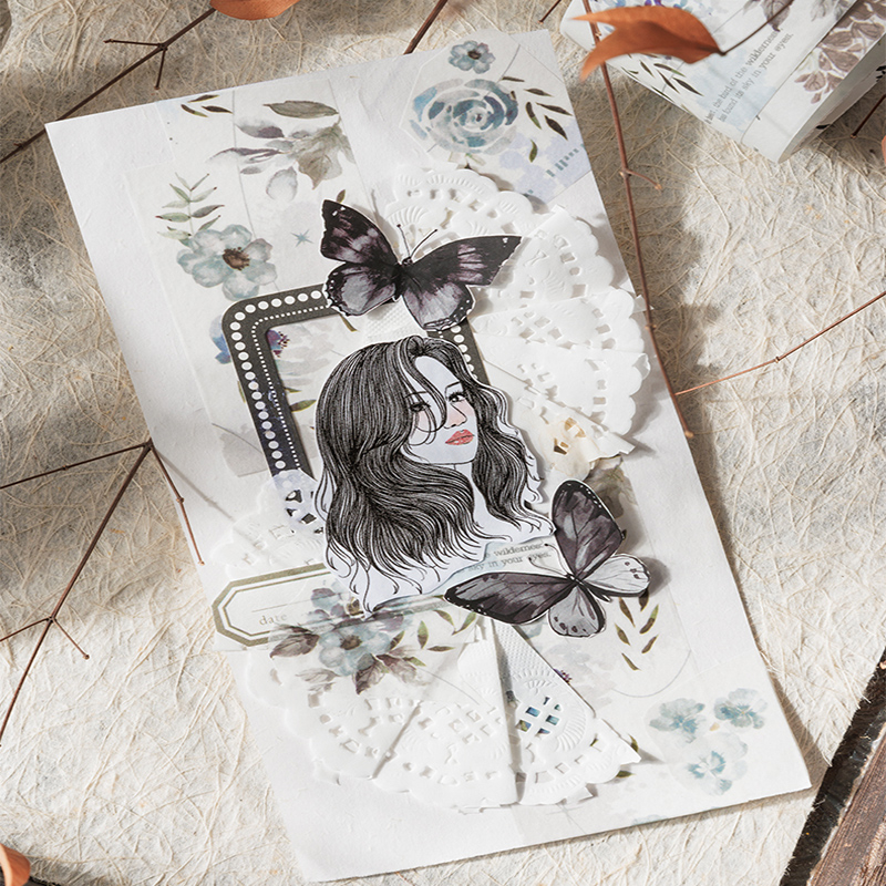 Mr. Paper  200cm/cuộn Washi băng Nhà thơ vui vẻ Cây và hoa Những hình ảnh ghép bằng tay sáng tạo DIY hình ảnh Cái cốc Thẻ văn phòng phẩm Trang trí băng