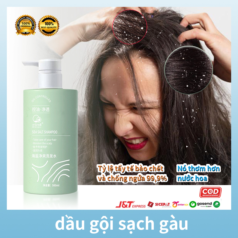 Dầu gội muối biển Dầu gội đầu Dầu Gội Sạch Gàu Dầu gội nấm da đầu làm sạch sâu da đầu 500ml ngăn gàu 3x Kiểm soát dầu Sức Mạnh Đánh Bay Gàu, Ngứa