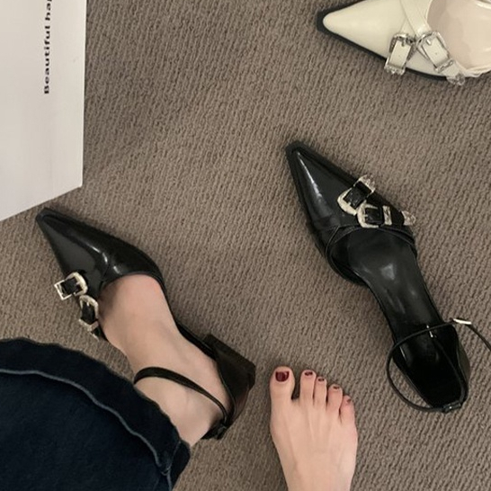 Prowow❤Xăng đan Cao Gót Mũi Nhọn Thời Trang Mùa Thu Dành Cho Nữ