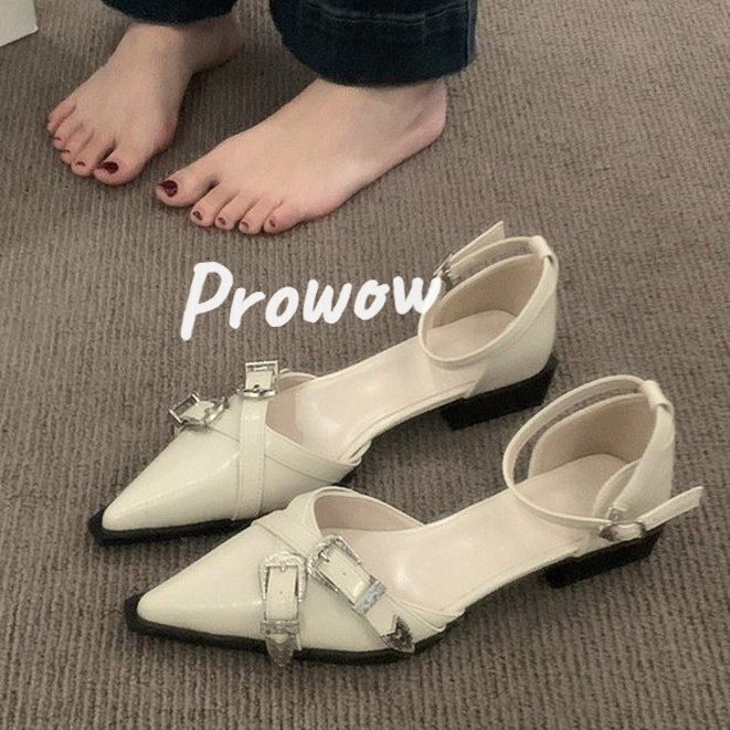 Prowow❤Xăng đan Cao Gót Mũi Nhọn Thời Trang Mùa Thu Dành Cho Nữ