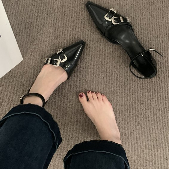 Prowow❤Xăng đan Cao Gót Mũi Nhọn Thời Trang Mùa Thu Dành Cho Nữ