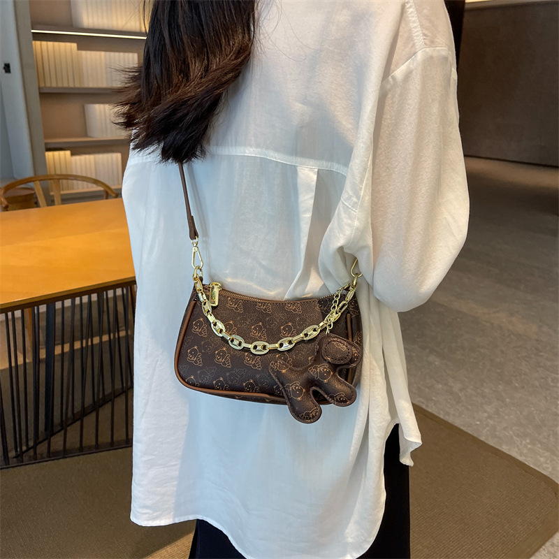 Ielgy Túi Xách Da pu Đeo Vai Phối Dây Xích Kiểu Pháp Thời Trang Cho Nữ