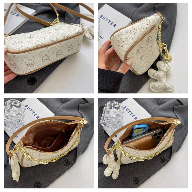 Ielgy Túi Xách Da pu Đeo Vai Phối Dây Xích Kiểu Pháp Thời Trang Cho Nữ