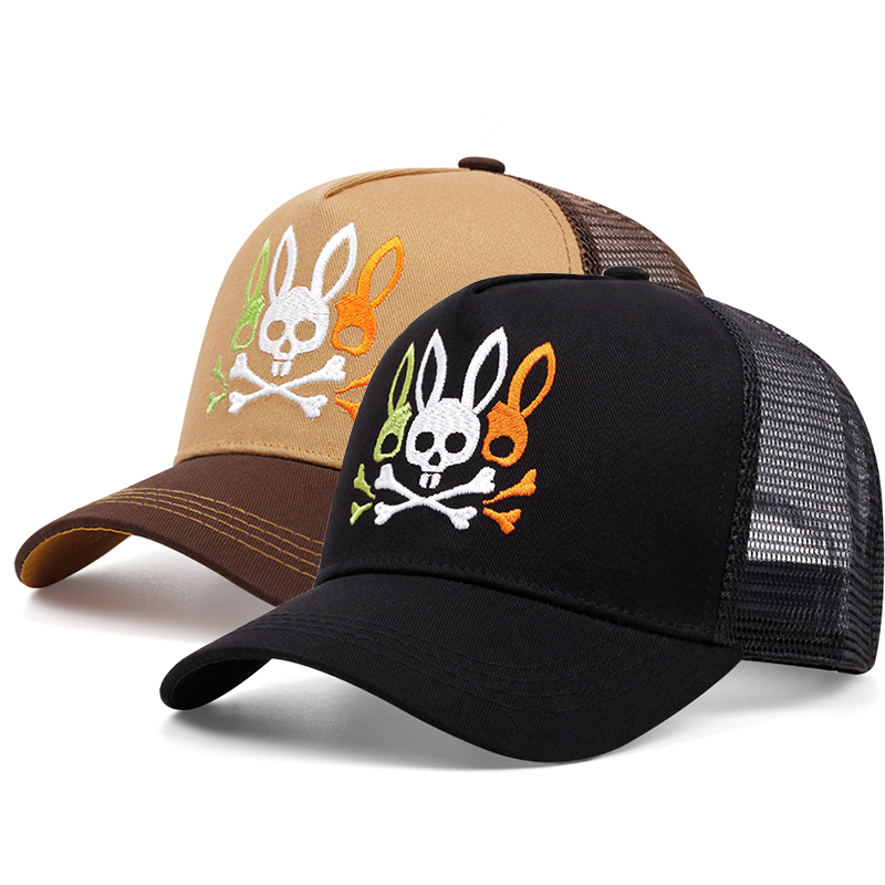 Hàng mới về bad bunny trucker nón thêu đầu lâu lưới mũ thể thao mũ snapback
