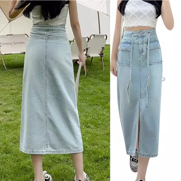 Chân Váy Denim Lưng Cao Dáng Rộng Thiết Kế Mới Thời Trang