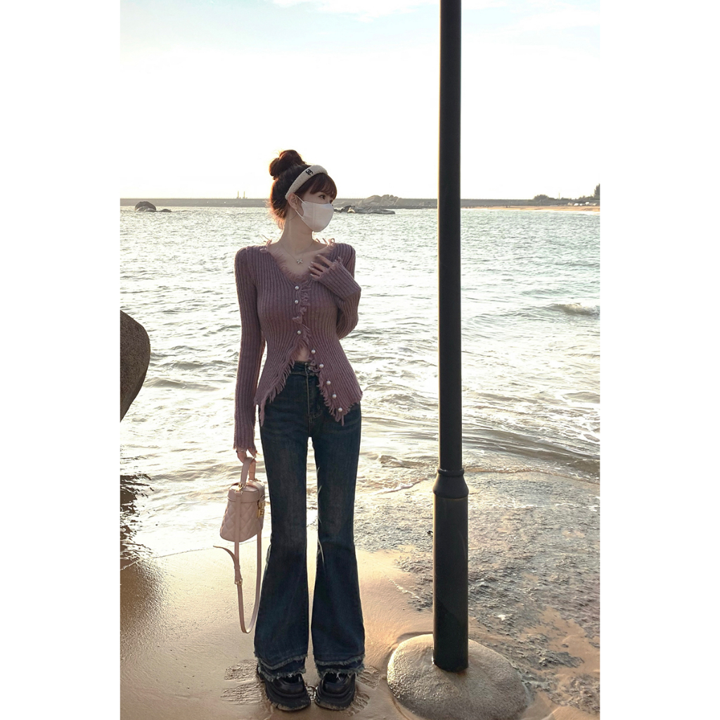 KIKONEY SHOP Áo Khoác Cardigan Áo Len croptop áo tingoan áo nữ kiểu 2023 New Style A21K0H3