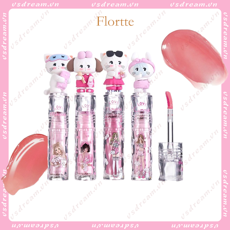 Flortte mikko co-branded ice lens mirror lip glaze water gloss lipstick forming film long lasting tender