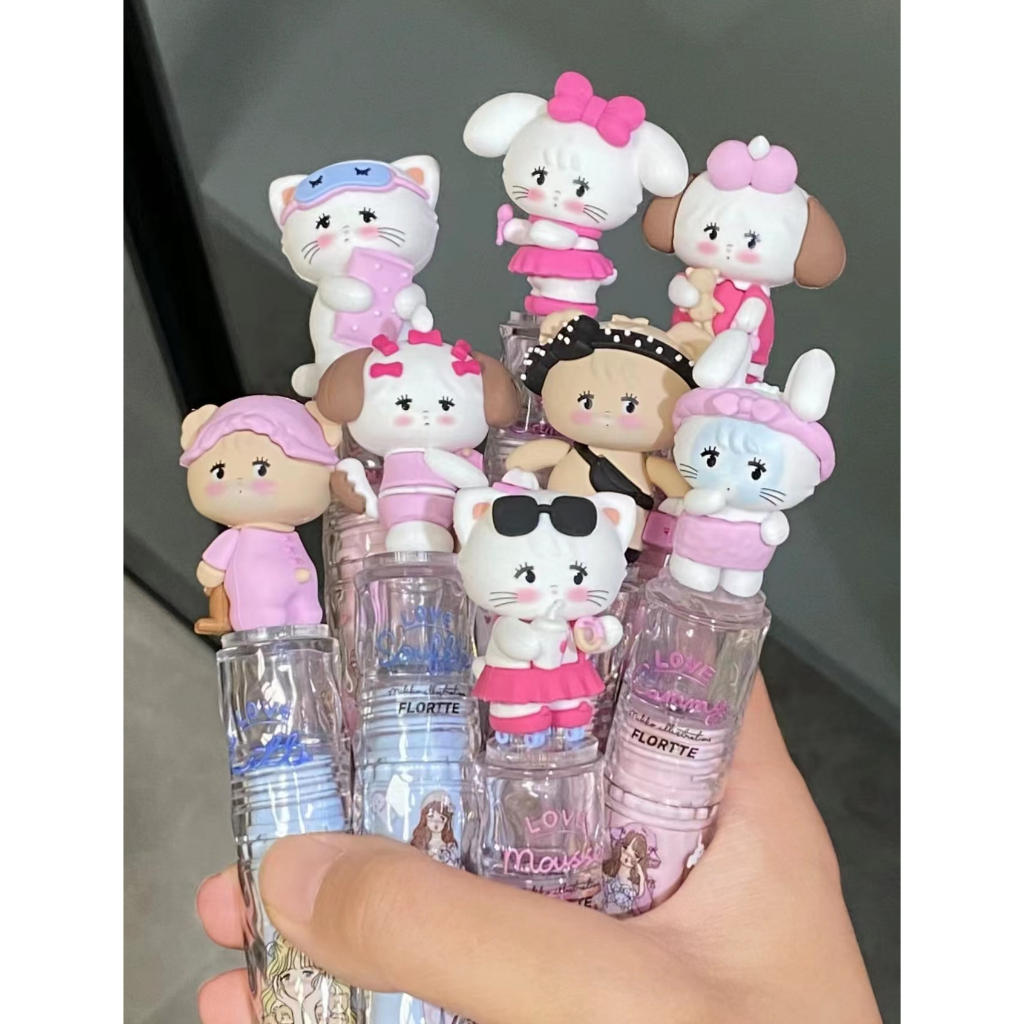 Flortte mikko co-branded ice lens mirror lip glaze water gloss lipstick forming film long lasting tender