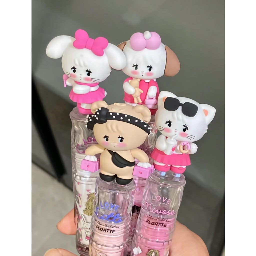 Flortte mikko co-branded ice lens mirror lip glaze water gloss lipstick forming film long lasting tender