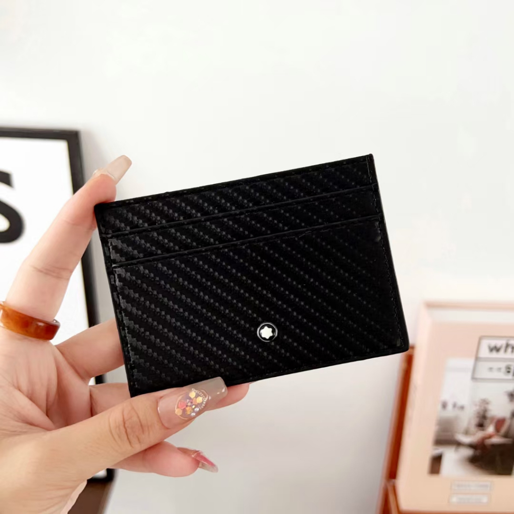 Hàng Có Sẵn.Ví Đựng Thẻ Bằng Da Chống Trượt In Họa Tiết Thương Hiệu Montblanc. Thời Trang