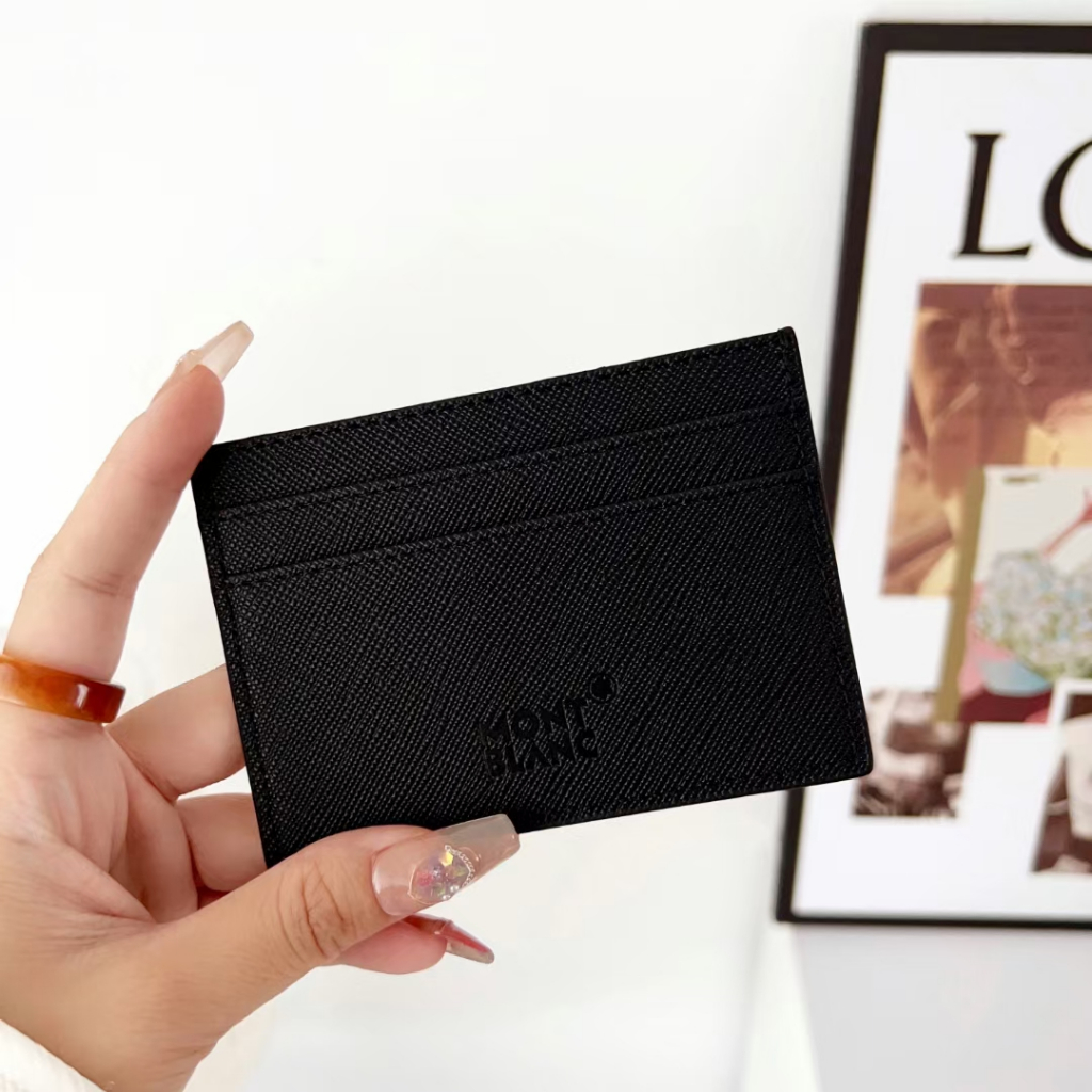 Hàng Có Sẵn.Ví Đựng Thẻ Bằng Da Chống Trượt In Họa Tiết Thương Hiệu Montblanc. Thời Trang