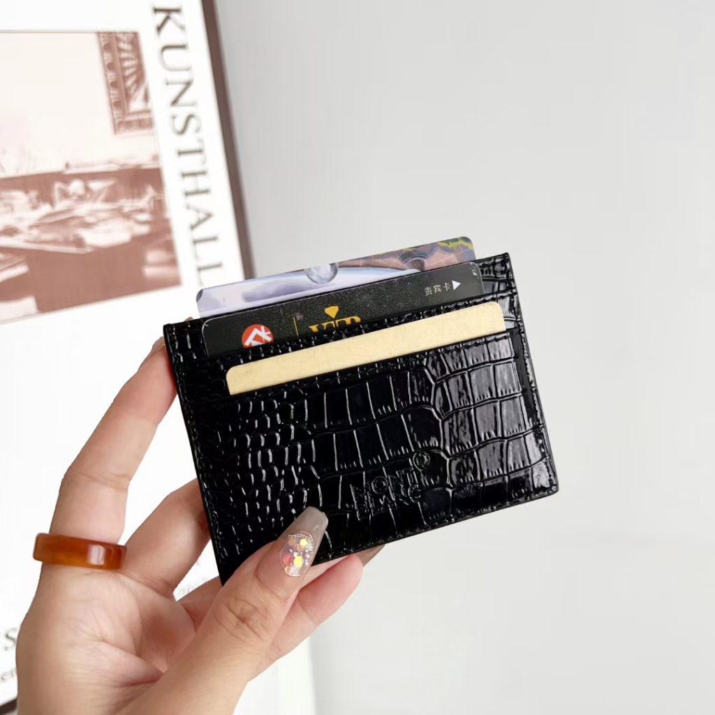 Hàng Có Sẵn.Ví Đựng Thẻ Bằng Da Chống Trượt In Họa Tiết Thương Hiệu Montblanc. Thời Trang