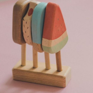 Mô phỏng bằng gỗ kem donut kem que cắt trứng âm nhạc nhà bếp và nấu ăn tại nhà đồ chơi tinh tế cho bé trai và bé gái