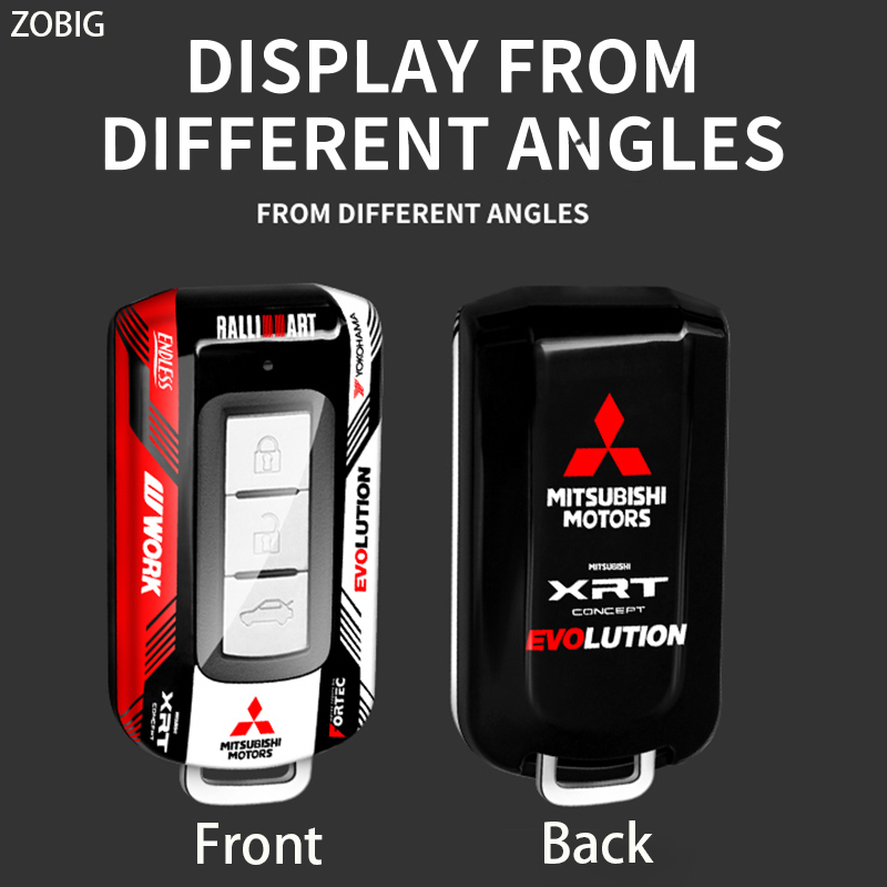 Zobig racing style abs key fob cover cho mitsubishi car key case shell with keychain fit for mitsubishi xpander triton pajero sport mirage strada outlander eclipse cross asx mirage