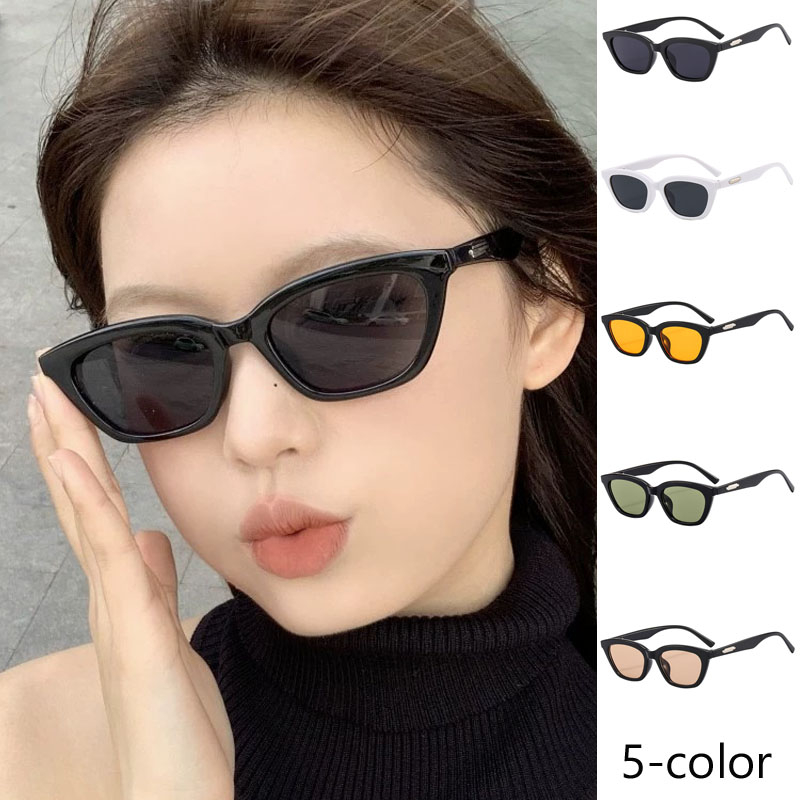 Hàn quốc retro gọng đen kính râm mắt mèo cho phụ nữ âu mỹ cô gái cay kính chống nắng hình chữ nhật bóng râm cho phụ nữ nam giới chống tia cực tím