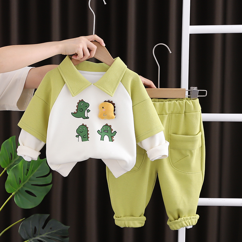 Mới mùa thu bé gái bé trai quần áo trẻ sơ sinh thể thao thông thường động vật t áo sơ mi quần 2 cái / bộ trẻ em quần áo trẻ em bộ quần áo cotton tracksuits