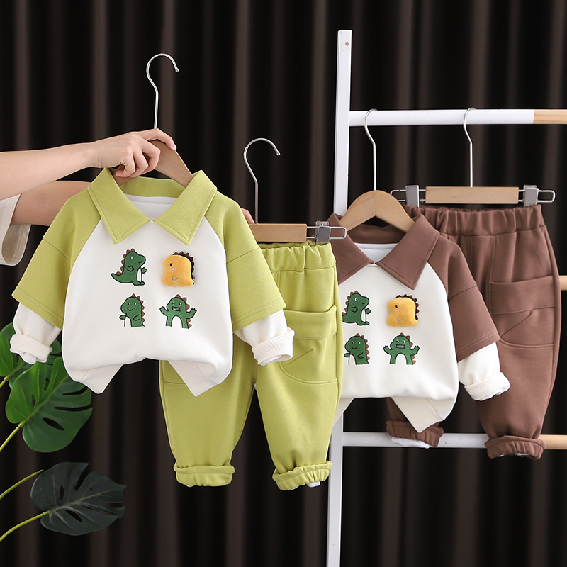Mới mùa thu bé gái bé trai quần áo trẻ sơ sinh thể thao thông thường động vật t áo sơ mi quần 2 cái / bộ trẻ em quần áo trẻ em bộ quần áo cotton tracksuits