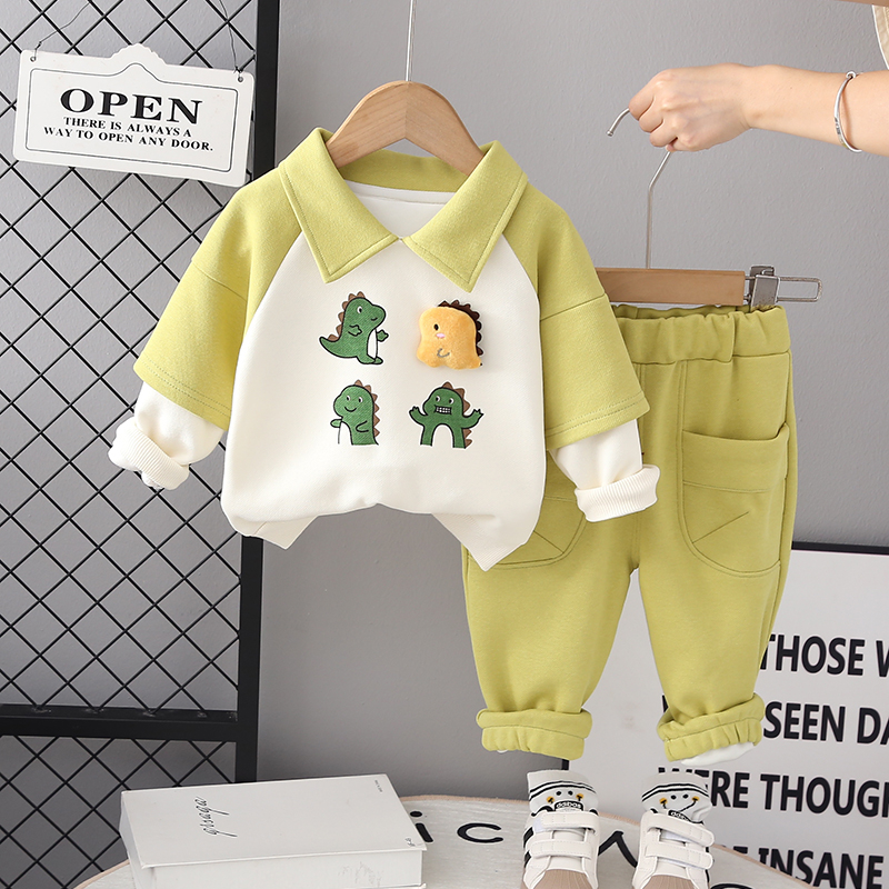 Mới mùa thu bé gái bé trai quần áo trẻ sơ sinh thể thao thông thường động vật t áo sơ mi quần 2 cái / bộ trẻ em quần áo trẻ em bộ quần áo cotton tracksuits
