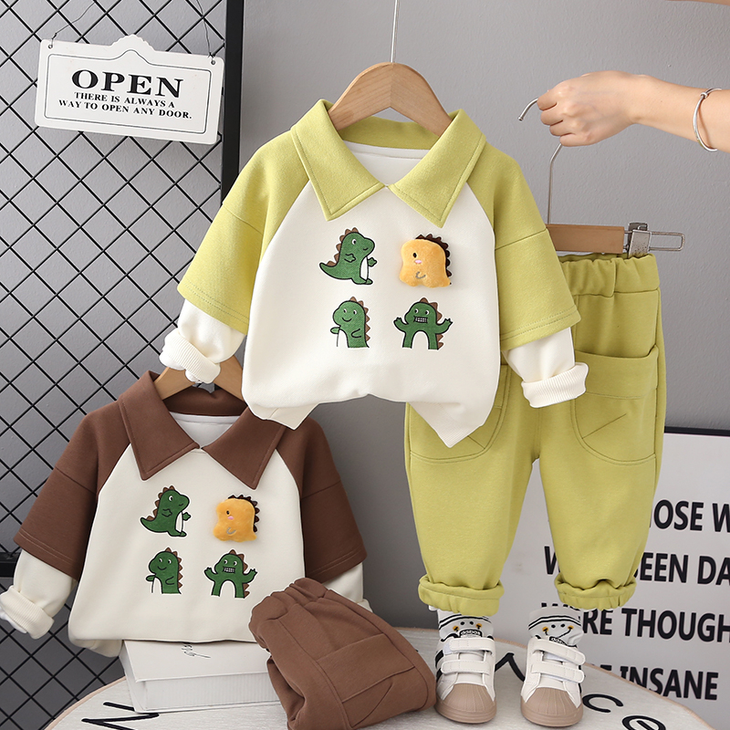 Mới mùa thu bé gái bé trai quần áo trẻ sơ sinh thể thao thông thường động vật t áo sơ mi quần 2 cái / bộ trẻ em quần áo trẻ em bộ quần áo cotton tracksuits