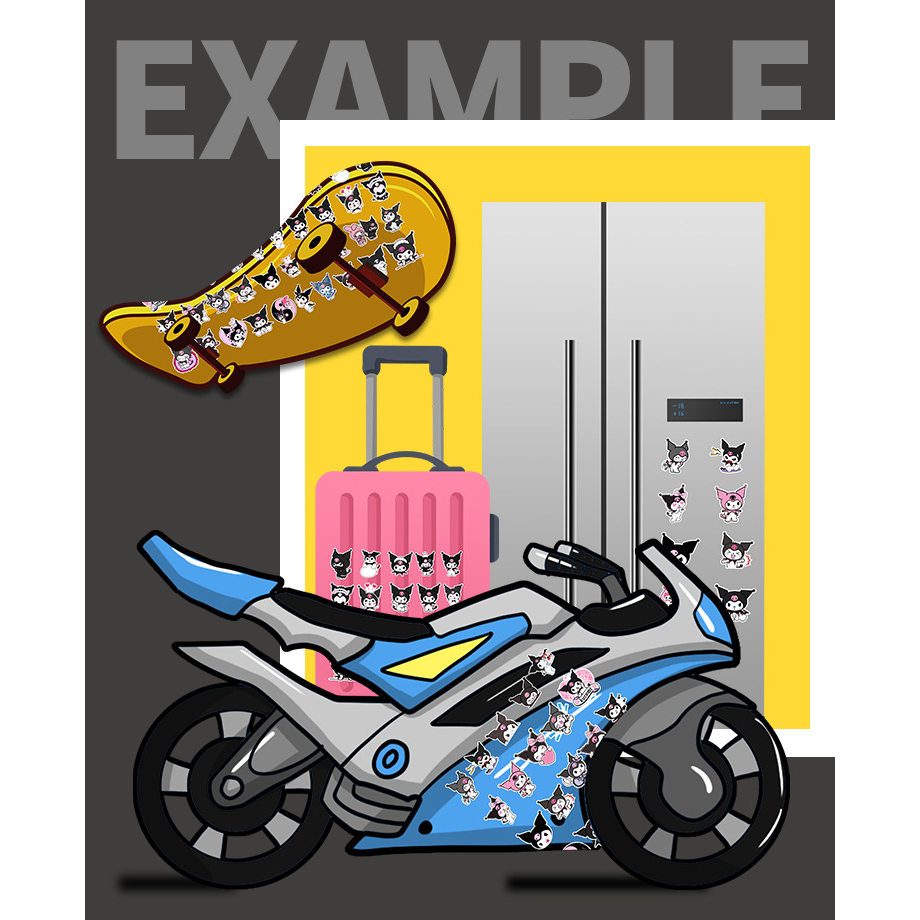 Sanrio sticker set 60, Bộ 60 Miếng tờ trong một hộp cute hình dán Trang Trí Điện Thoại / Sổ Tay Hình Kuromi Melody Melody / Cún Tai To Chống Thấm Nước