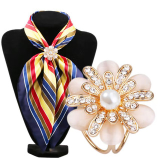 Ba vòng Khăn Lụa Khóa Hoa Opal Kim Cương Giả Camellia Nữ Khóa Hợp Kim Phụ Kiện