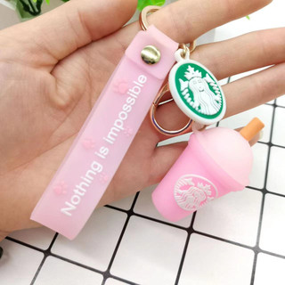 Móc khóa cốc starbucks màu hồng đẹp ins girls