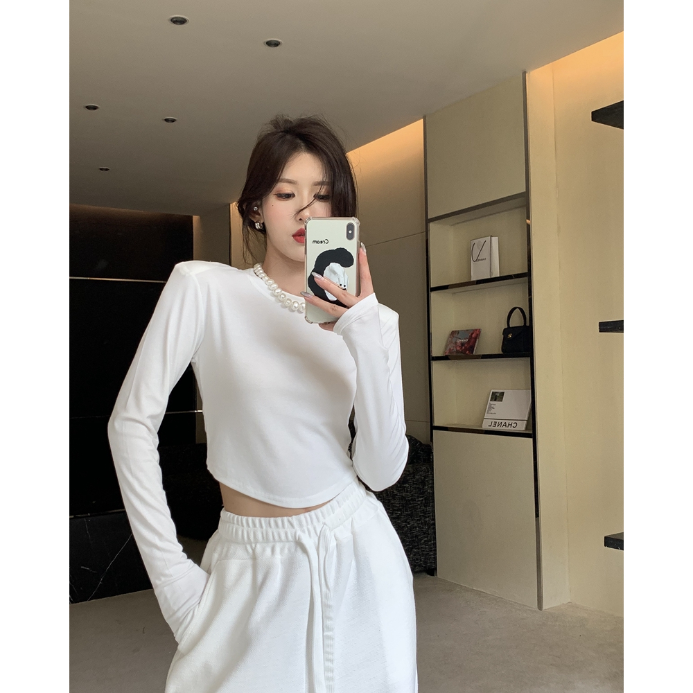 Áo thun croptop NUZIRO bó sát cắt xẻ hở lưng dài tay thời trang Hàn Quốc cho nữ